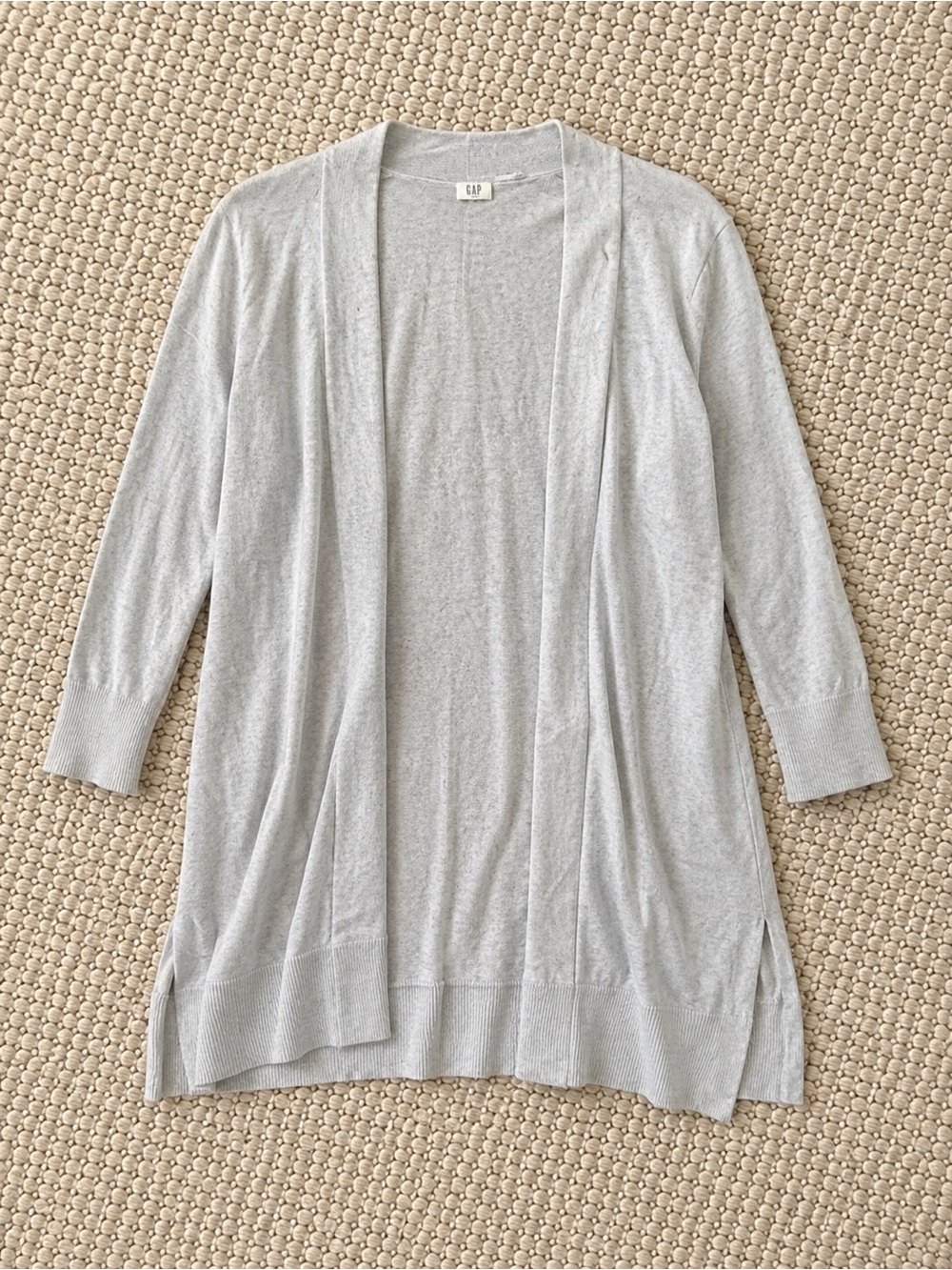 GAP Gray Knit Open-Front Cardigan – Size S, Soft Lightweight Layer